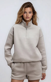 Neoprene Half Zip Sweatshirt Funnel Neck