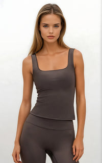 Square Neck Active Vest - Sculpted Fit Sports Tank for Women