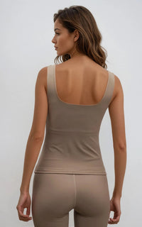 Square Neck Active Vest - Sculpted Fit Sports Tank for Women