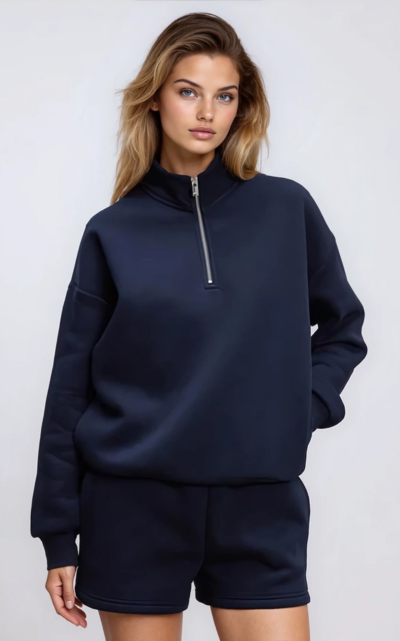 Neoprene Half Zip Sweatshirt Funnel Neck