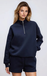 Neoprene Half Zip Sweatshirt Funnel Neck
