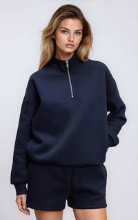 Neoprene Half Zip Sweatshirt Funnel Neck