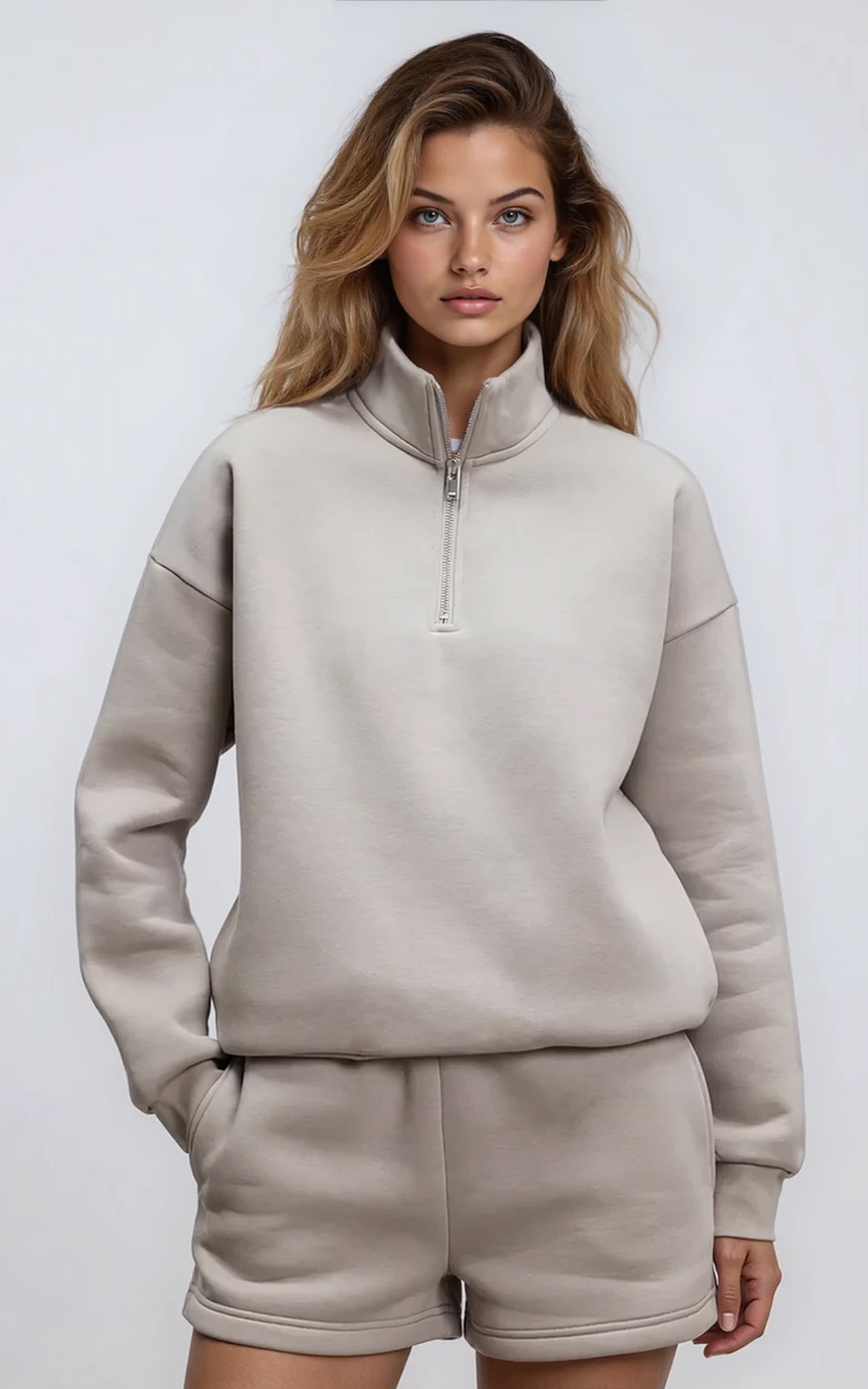 Neoprene Half Zip Sweatshirt Funnel Neck