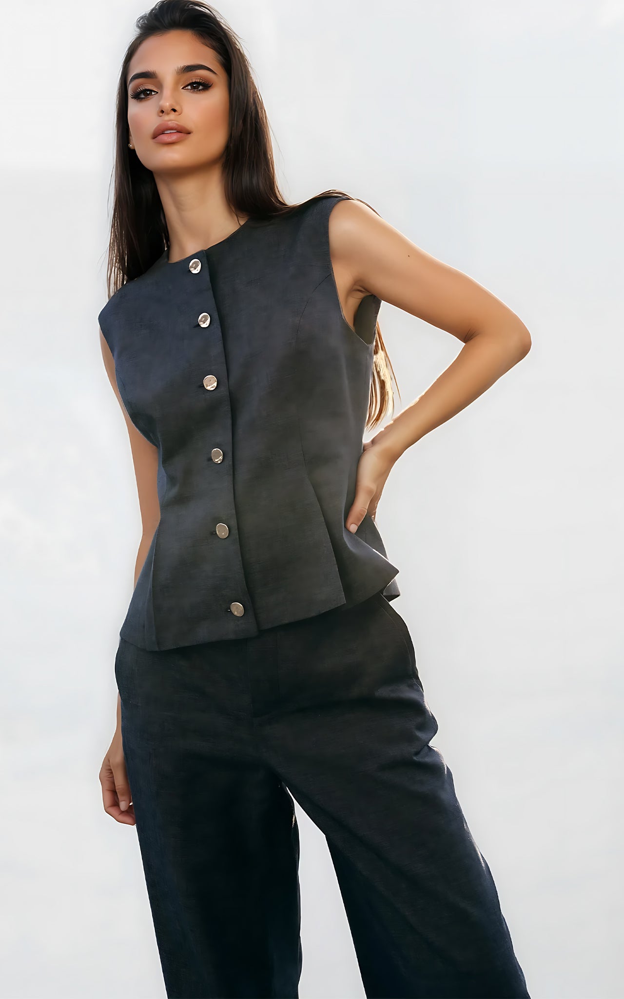 Structured Linen Waistcoat – Lightweight, Tailored & Flattering