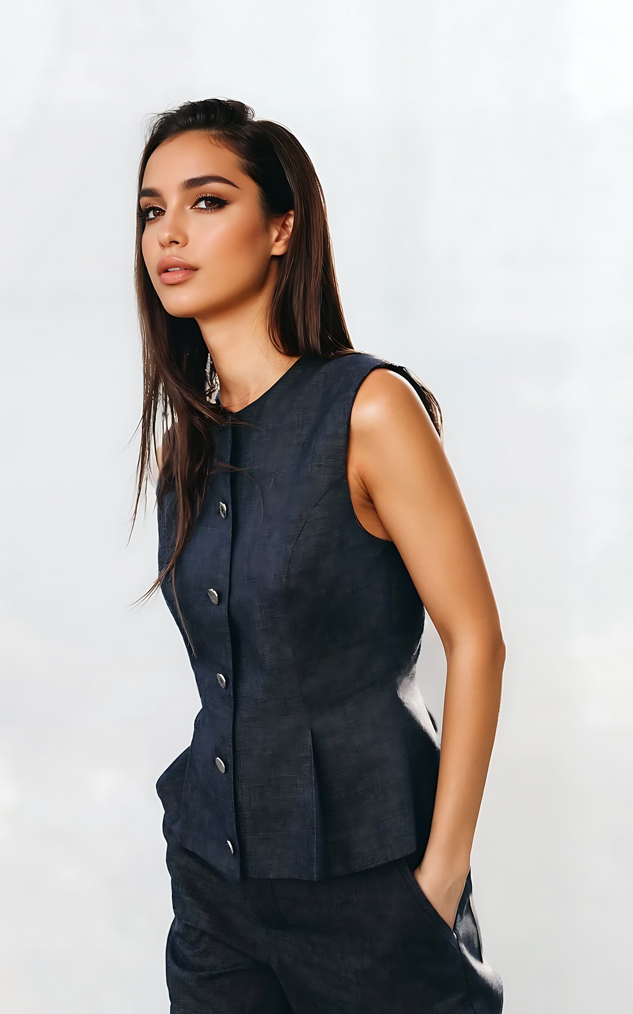 Structured Linen Waistcoat – Lightweight, Tailored & Flattering