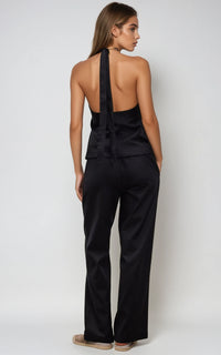 Women’s Stone Linen Blend Trousers – Relaxed Straight Leg Beige
