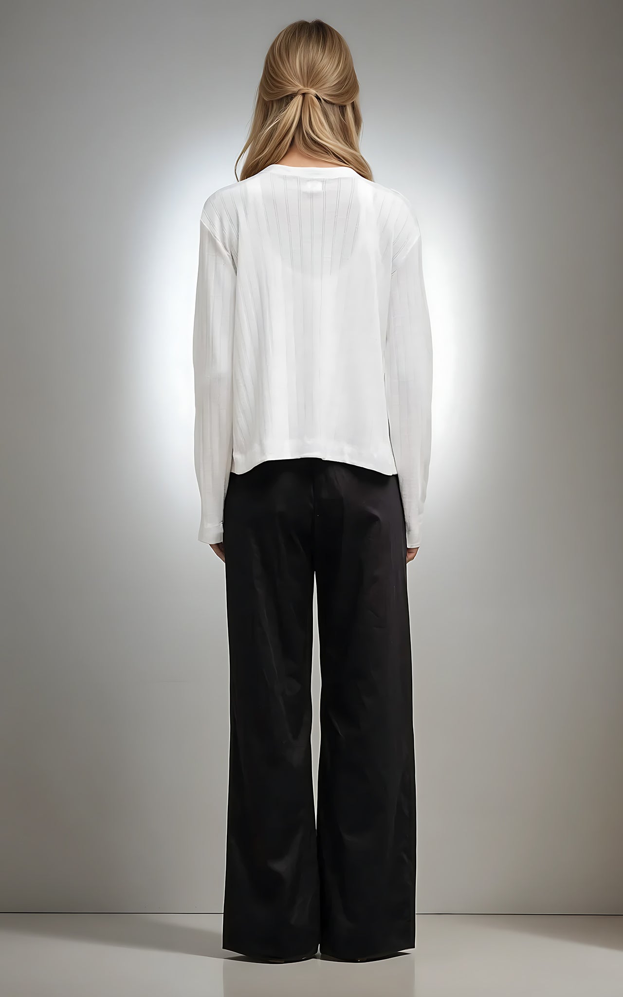 Pointelle Knit Crew Neck Cardigan – Lightweight & Timeless Fit White