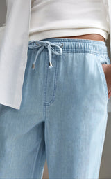 Women’s Relaxed Fit Drawstring Denim Pants – Soft Lightweight Jeans