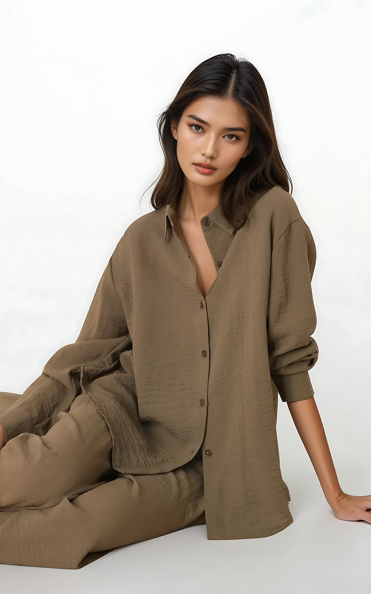 Open Back Co-Ord – Relaxed Fit Long Sleeve Shirt Set