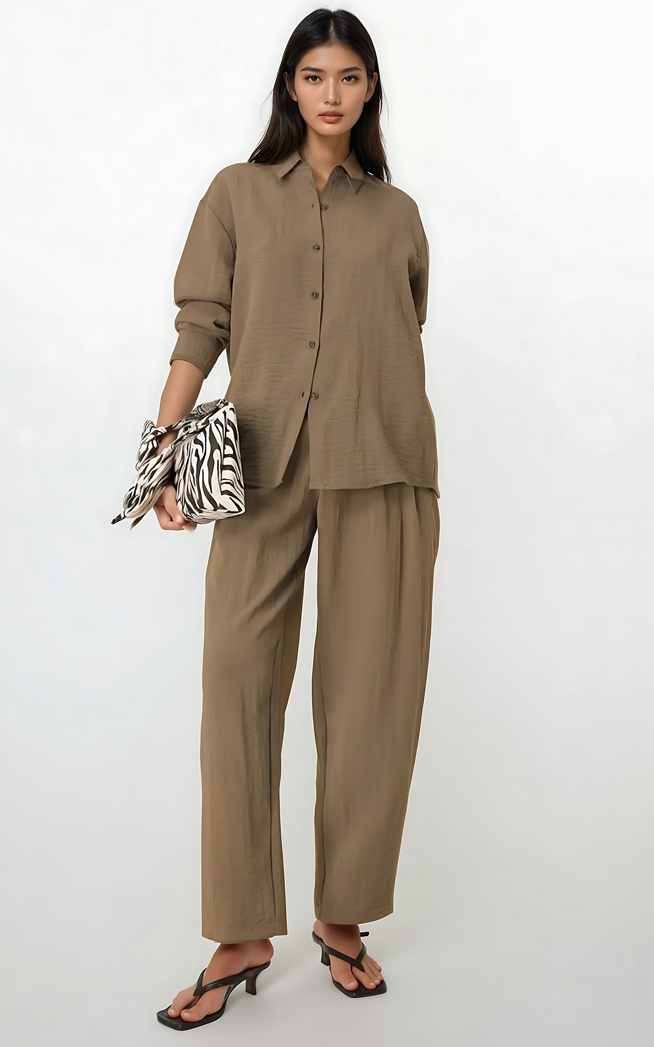 Open Back Co-Ord – Relaxed Fit Long Sleeve Shirt Set