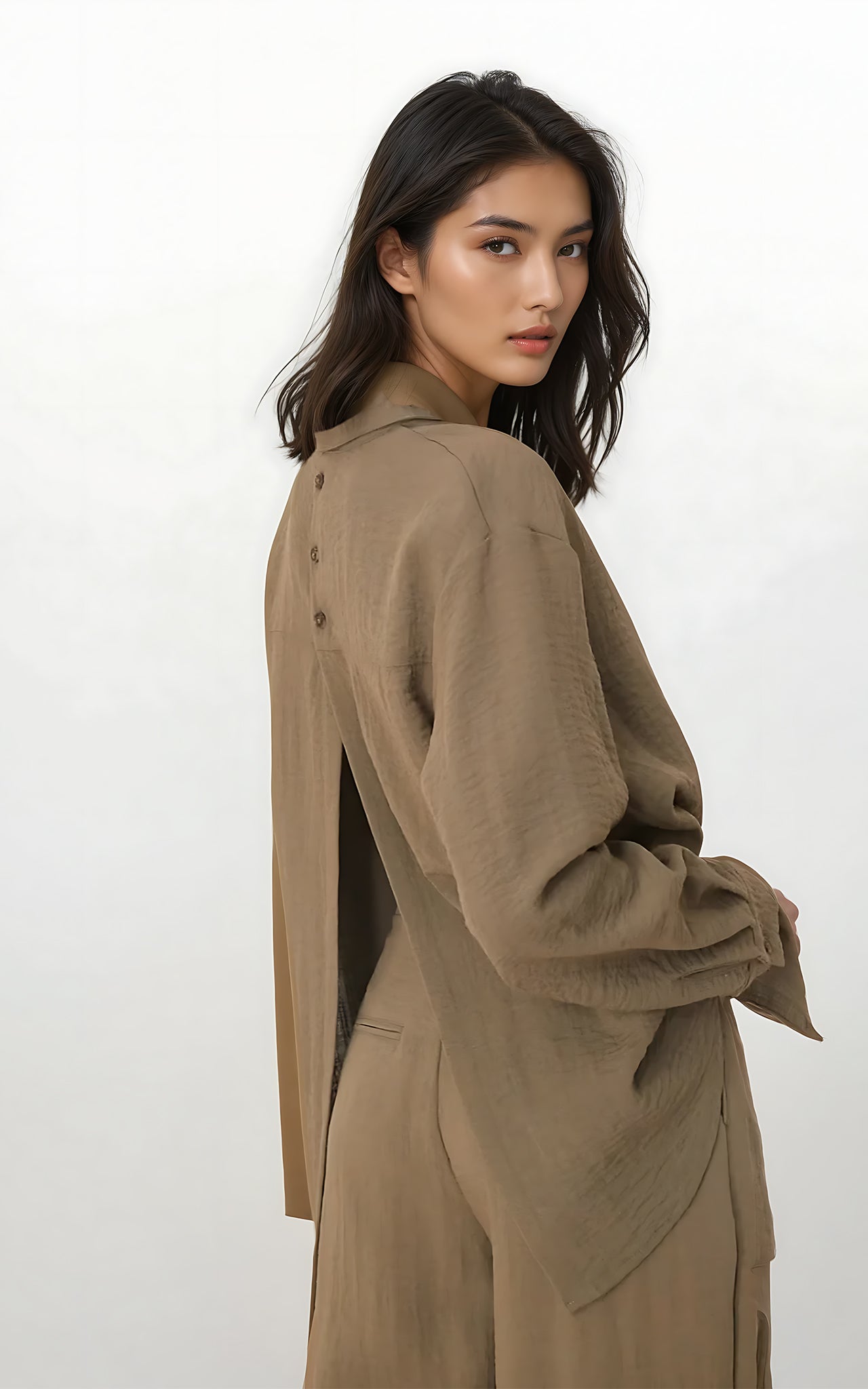 Open Back Co-Ord – Relaxed Fit Long Sleeve Shirt Set