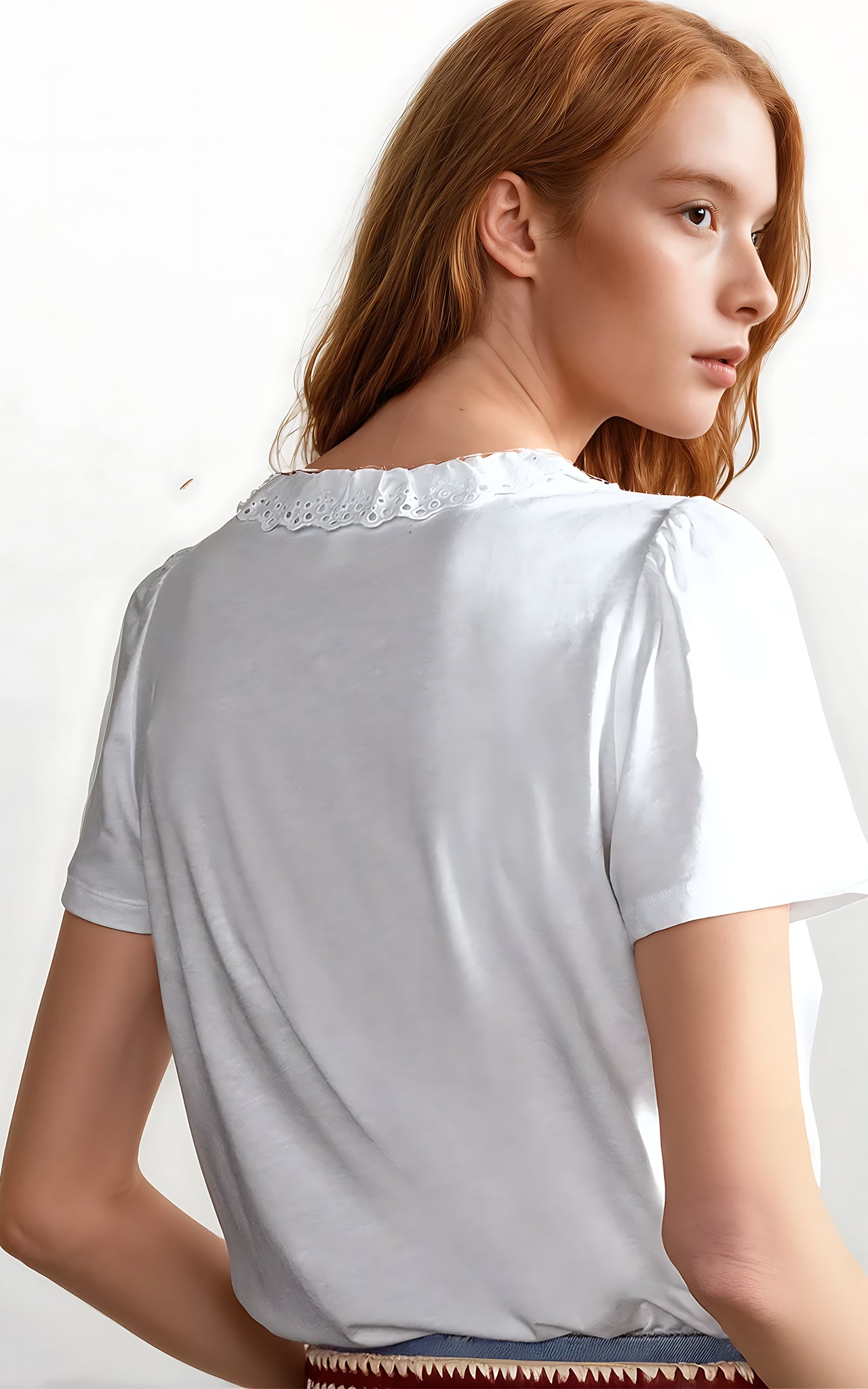 Broderie Anglaise V-Neck Top – Lightweight Embroidered Cotton Blouse Black