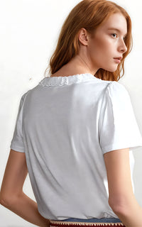 Broderie Anglaise V-Neck Top – Lightweight Embroidered Cotton Blouse Black