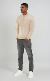 Men’s Egyptian Cotton Quarter Zip Knit Jumper - Grey