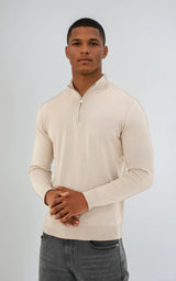 Men’s Egyptian Cotton Quarter Zip Knit Jumper - Grey