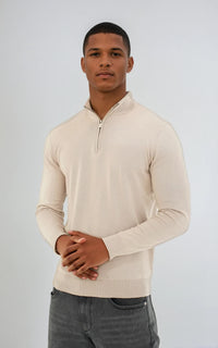 Men’s Egyptian Cotton Quarter Zip Knit Jumper - Grey
