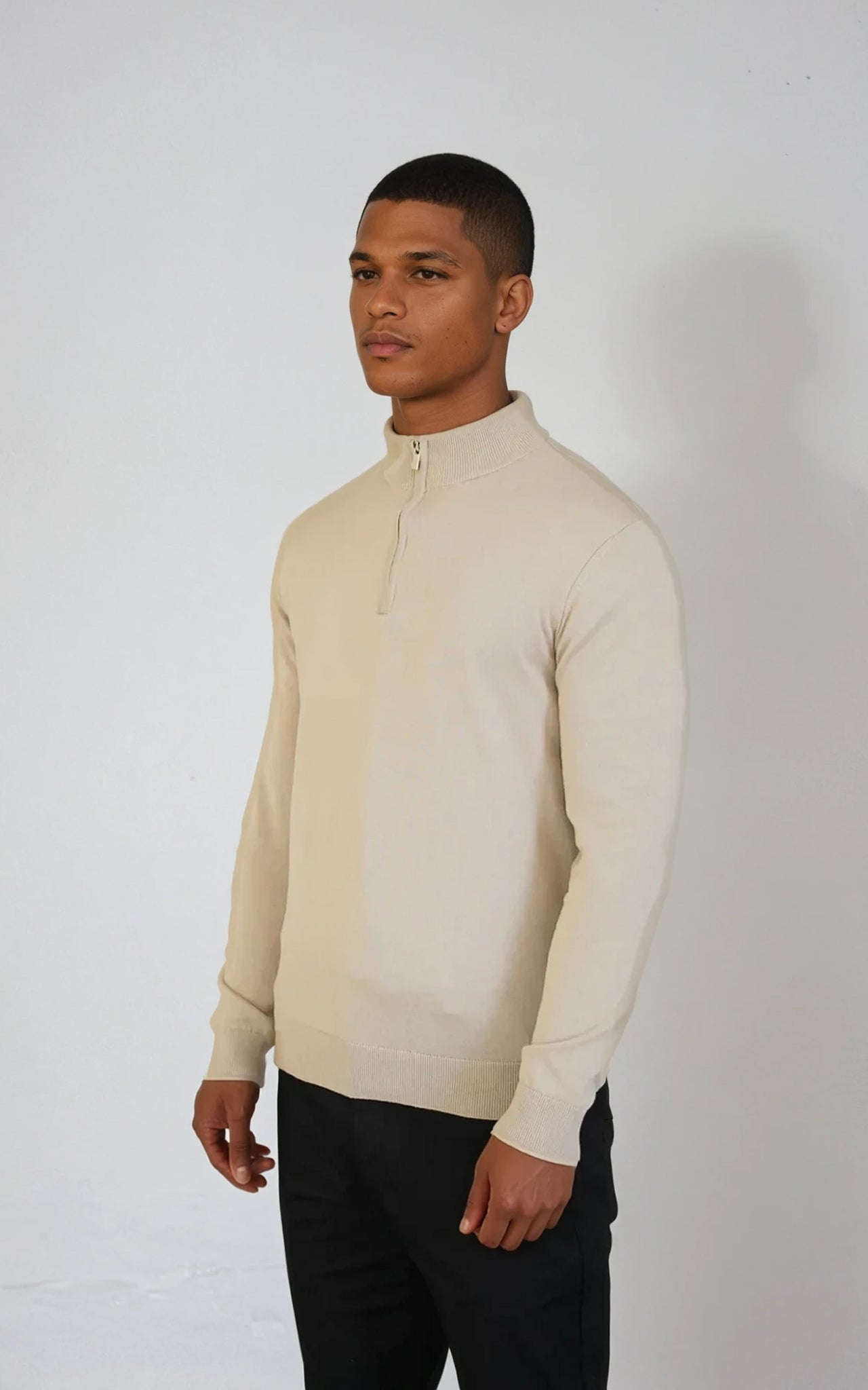 Men’s Egyptian Cotton Quarter Zip Knit Jumper - Grey
