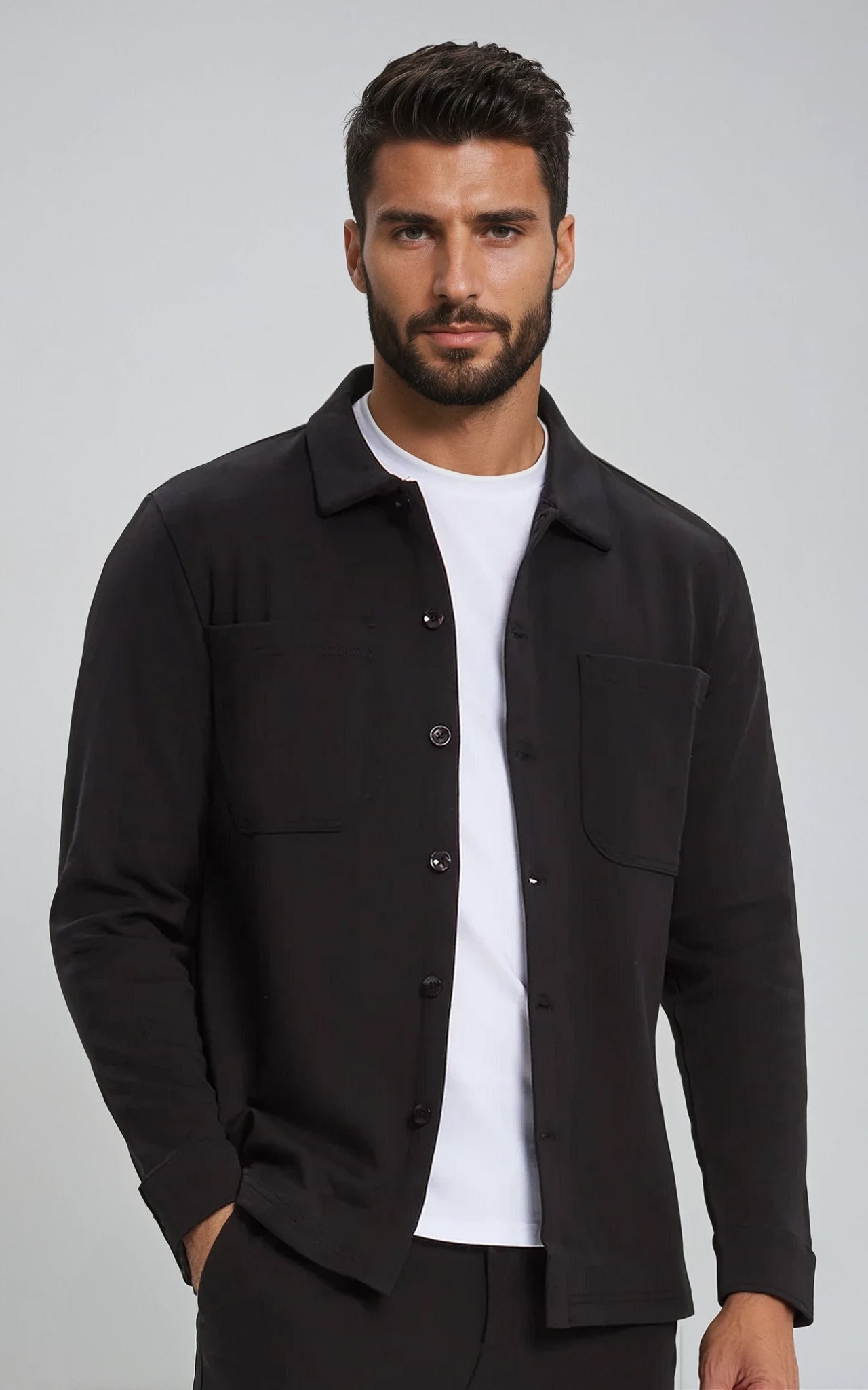 Men’s Stretch Cotton Athletic Overshirt - Navy