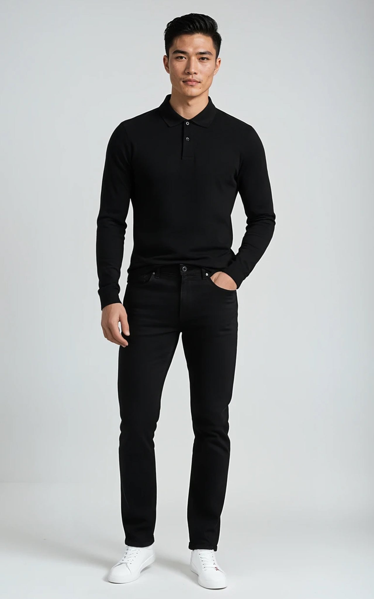 Men’s Mercerised Cotton Long-Sleeve Jersey Polo