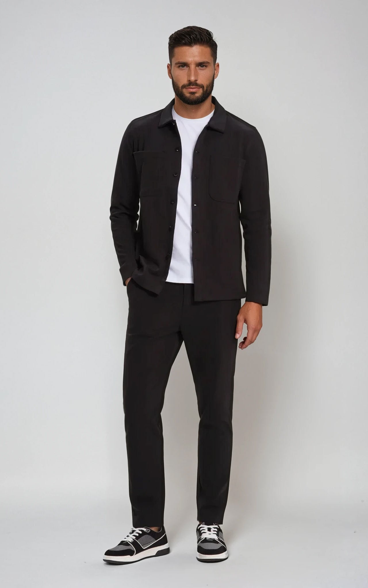 Men’s Stretch Cotton Athletic Overshirt - Black