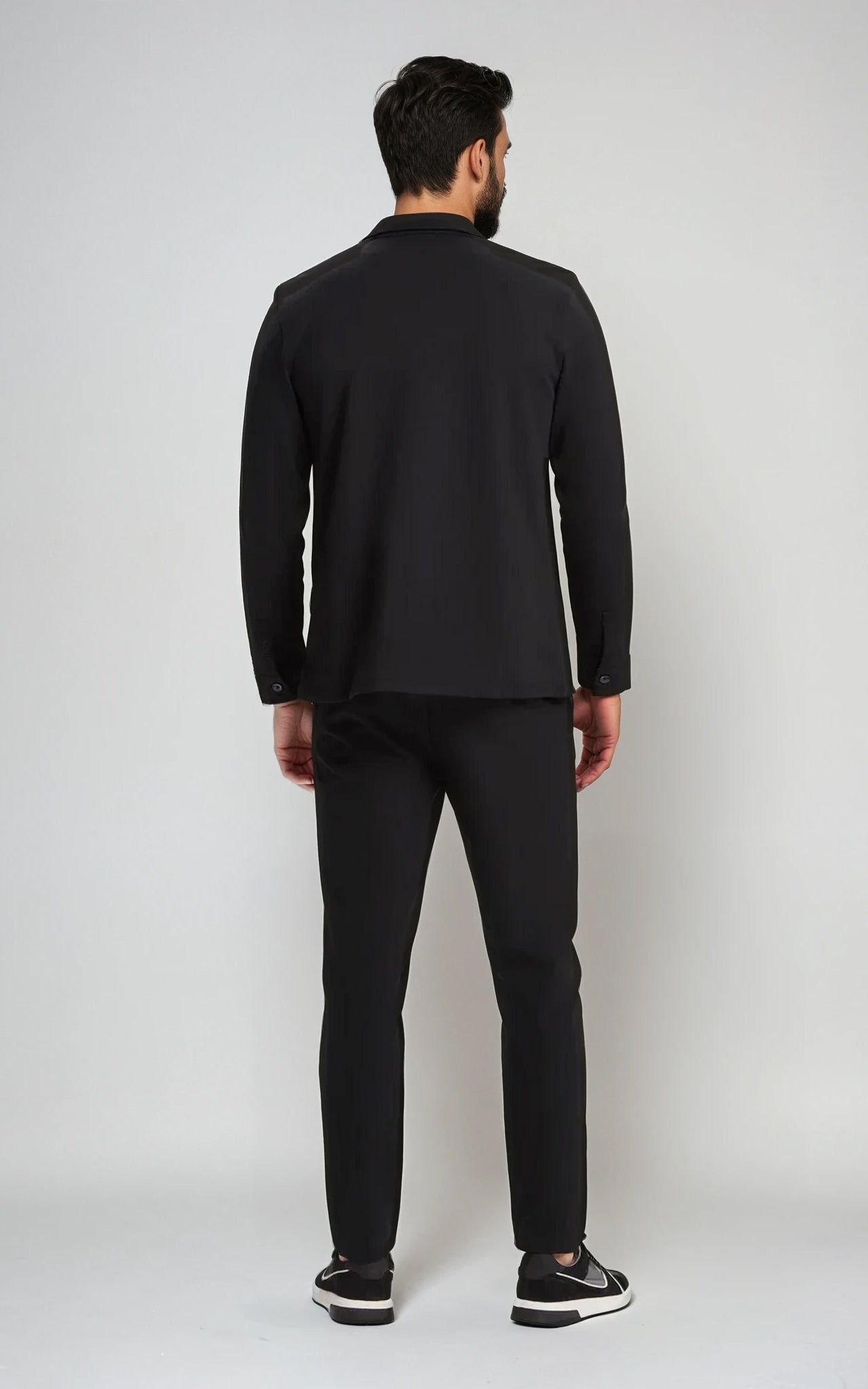 Men’s Stretch Cotton Athletic Overshirt - Black