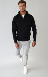 Men’s Egyptian Cotton Quarter Zip Knit Jumper - Grey