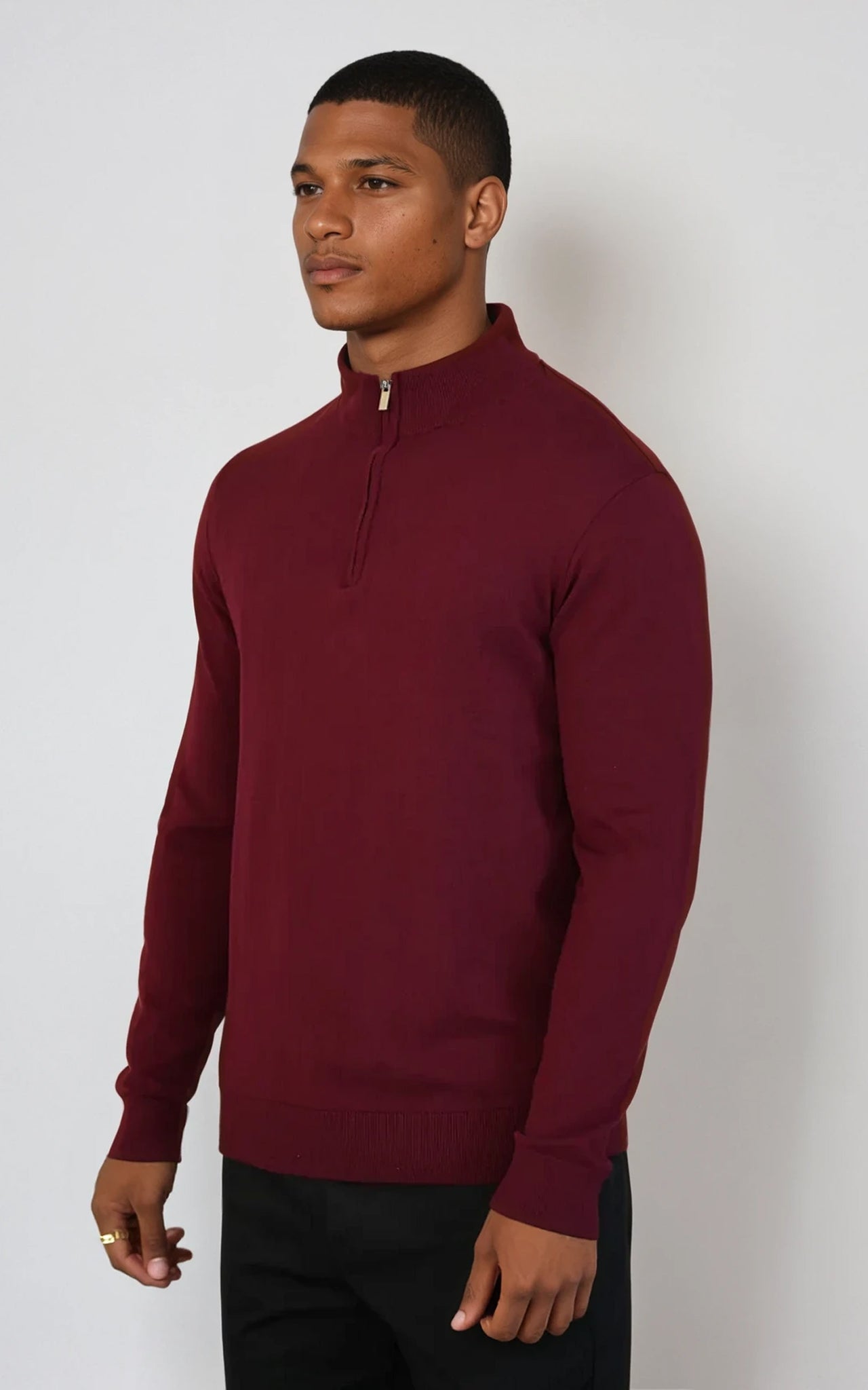 Men’s Egyptian Cotton Quarter Zip Knit Jumper - Grey