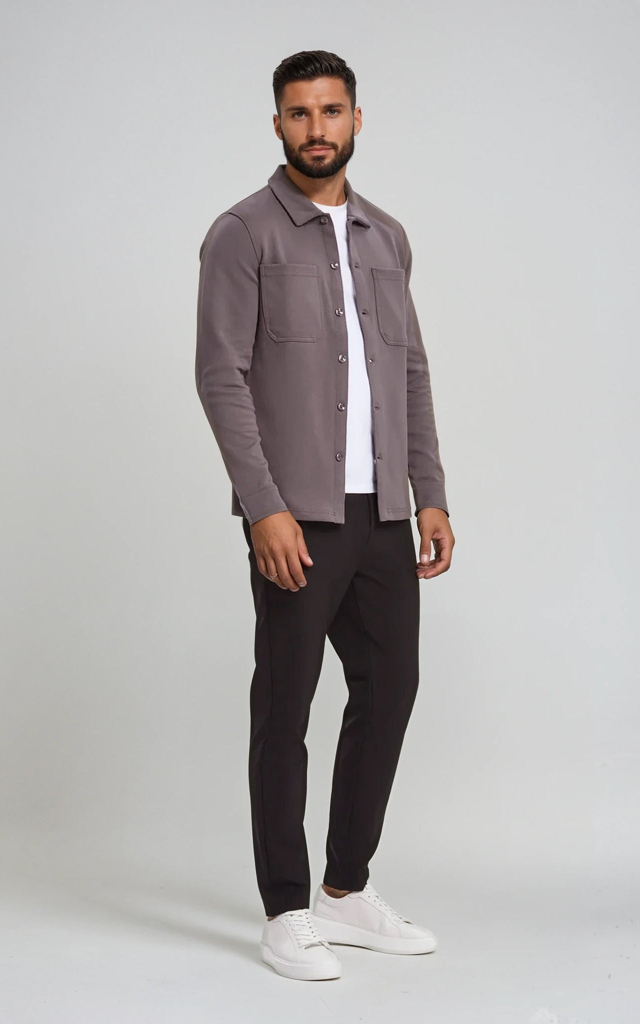 Men’s Stretch Cotton Athletic Overshirt - Black