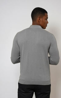 Men’s Egyptian Cotton Quarter Zip Knit Jumper - Grey