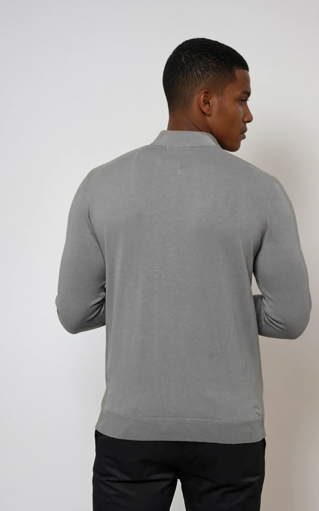 Men’s Egyptian Cotton Quarter Zip Knit Jumper - Grey