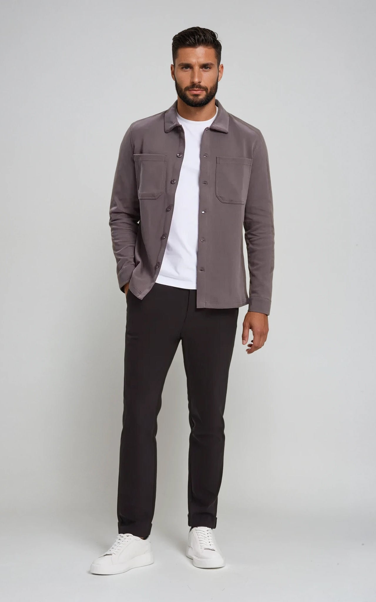 Men’s Stretch Cotton Athletic Overshirt - Black