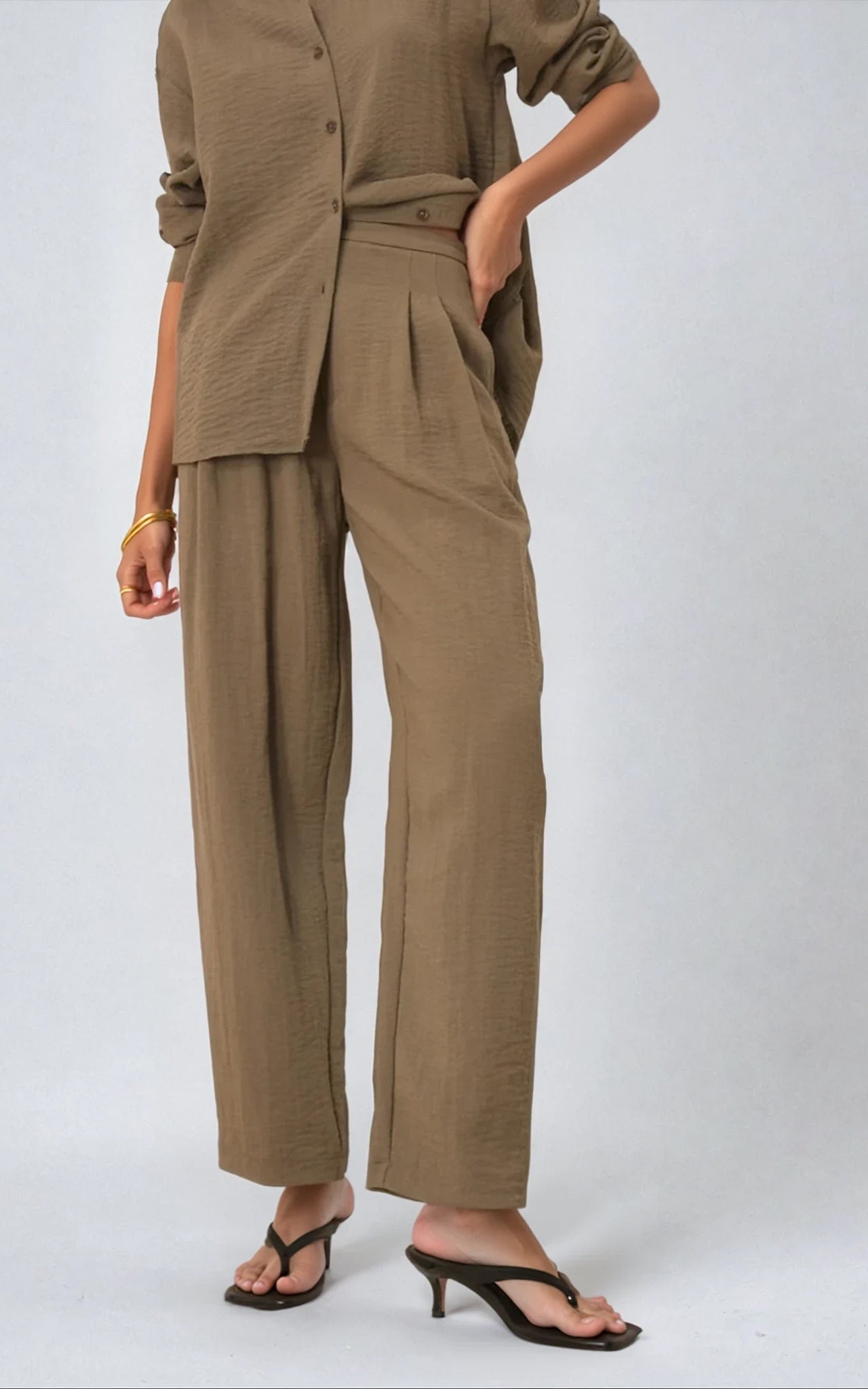 Open Back Co-Ord – Relaxed Fit Long Sleeve Shirt Set
