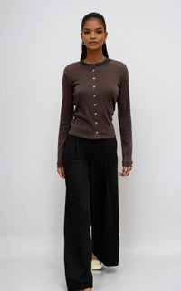 Pointelle Knit Crew Neck Cardigan – Lightweight & Timeless Fit Midnight Blue
