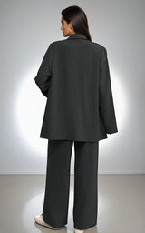 Relaxed 2-Piece Co-Ord Set – Longline Shirt with Roll-Up Sleeves & Trousers