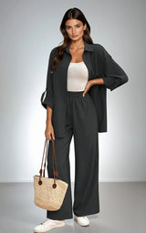 Women’s Black Co-Ord Set – Relaxed Two Piece Summer Outfit