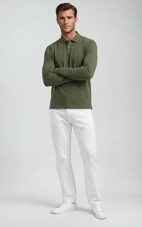 Men’s Mercerised Cotton Long-Sleeve Jersey Polo