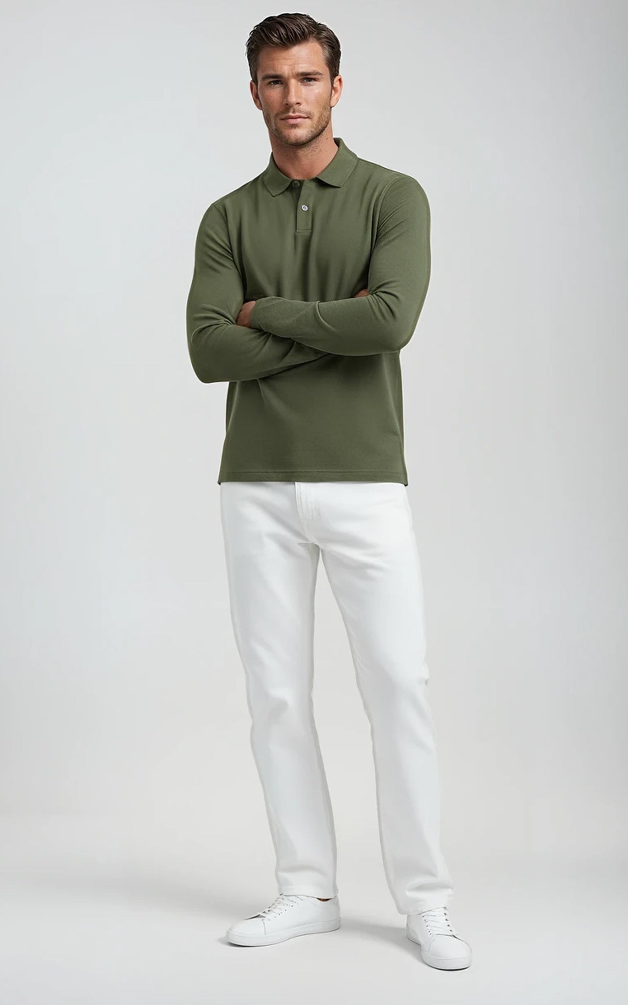 Men’s Mercerised Cotton Long-Sleeve Jersey Polo