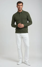 Men’s Mercerised Cotton Long-Sleeve Jersey Polo