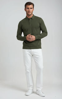 Men’s Mercerised Cotton Long-Sleeve Jersey Polo