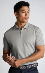 Men’s Performance Textured Zip-Neck Polo -  Black