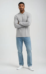 Men’s Mercerised Cotton Long-Sleeve Jersey Polo