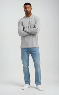 Men’s Mercerised Cotton Long-Sleeve Jersey Polo