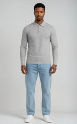 Men’s Mercerised Cotton Long-Sleeve Jersey Polo