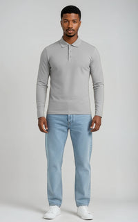 Men’s Mercerised Cotton Long-Sleeve Jersey Polo