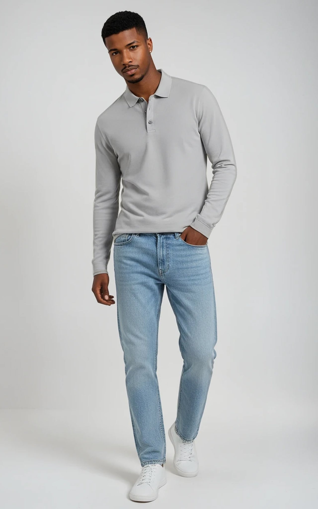 Men’s Mercerised Cotton Long-Sleeve Jersey Polo