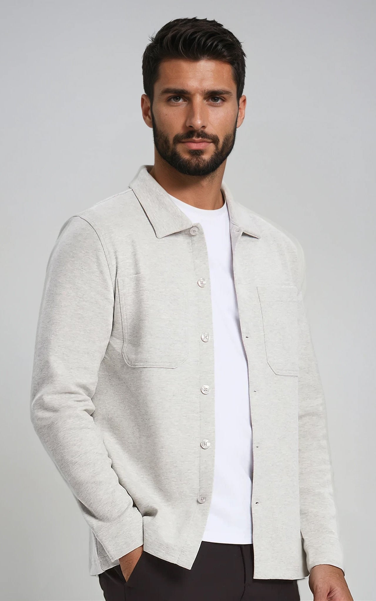 Men’s Stretch Cotton Athletic Overshirt - Navy