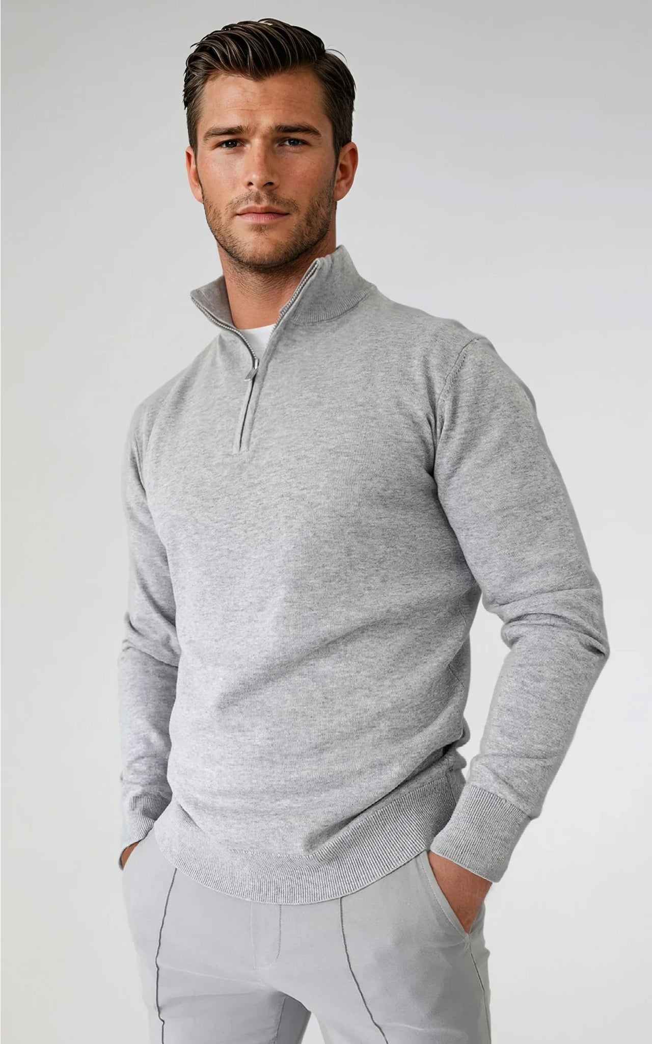 Men’s Egyptian Cotton Quarter Zip Knit Jumper - Navy
