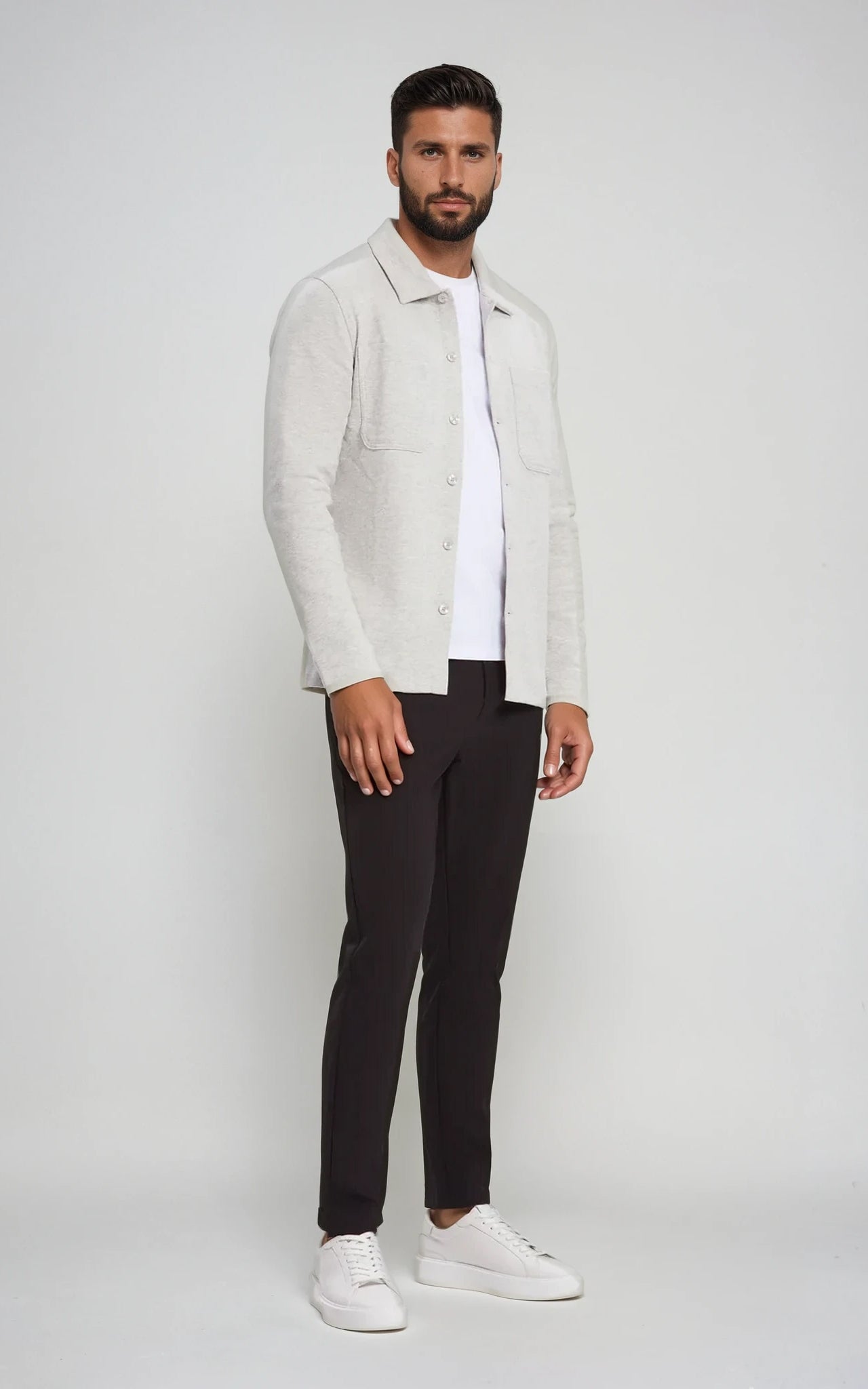 Men’s Stretch Cotton Athletic Overshirt - Black