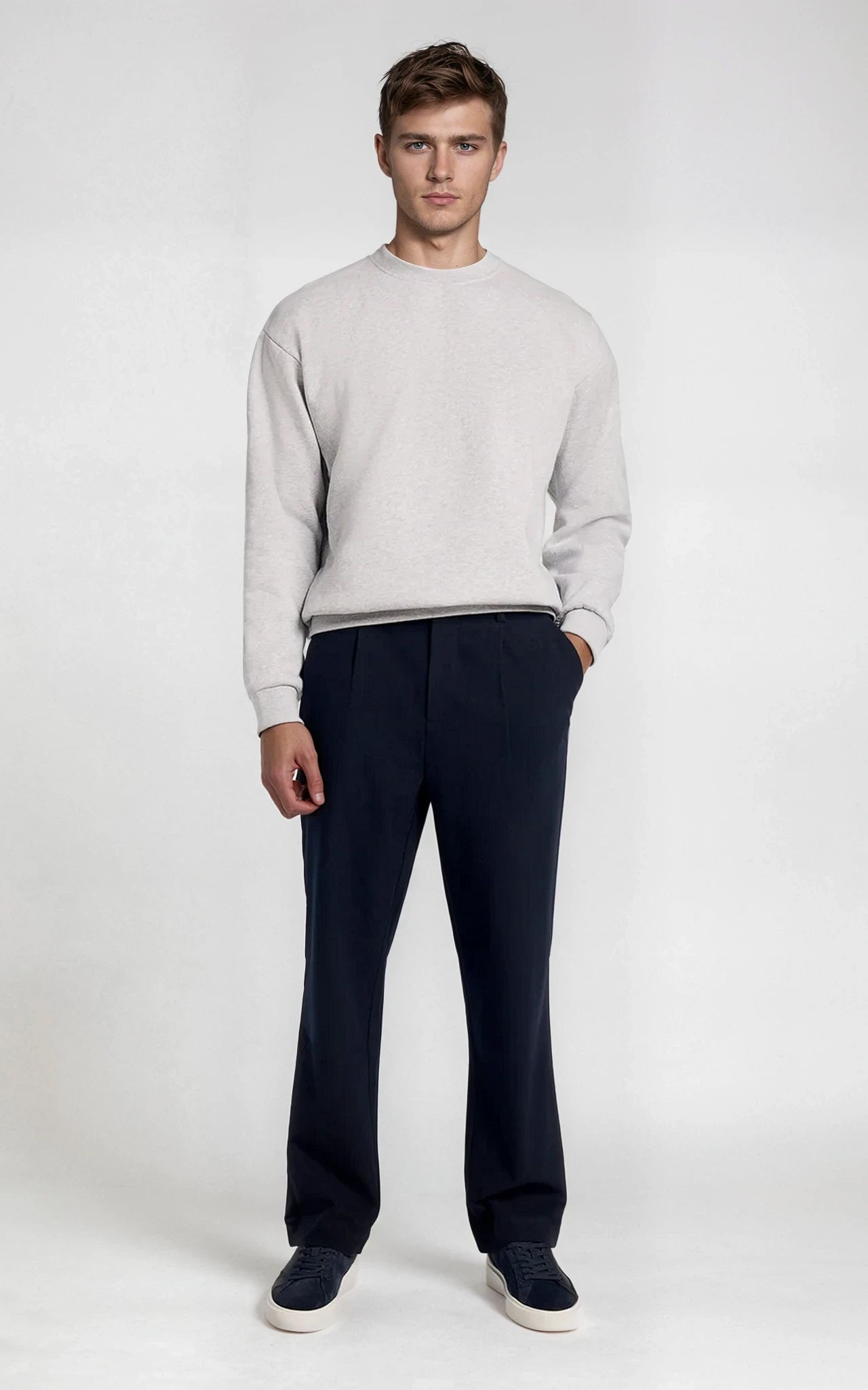 Men’s Fleece-Lined Crew Neck Sweatshirt - Black