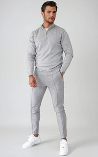 Men’s Egyptian Cotton Quarter Zip Knit Jumper - Grey